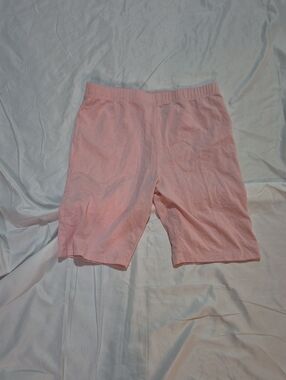 Girls' Light Pink Cotton Bike Shorts with Elastic Waist
